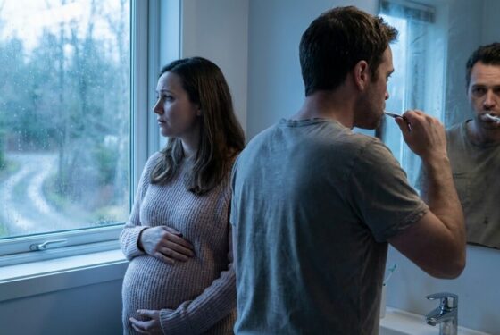 Kobieta w ciąży i partner w chwili kryzysu związku, emocjonalna scena
