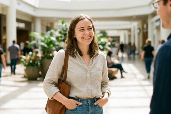 Pewna siebie i autentyczna kobieta w naturalnej sytuacji, emanująca spokojem i magnetyzmem