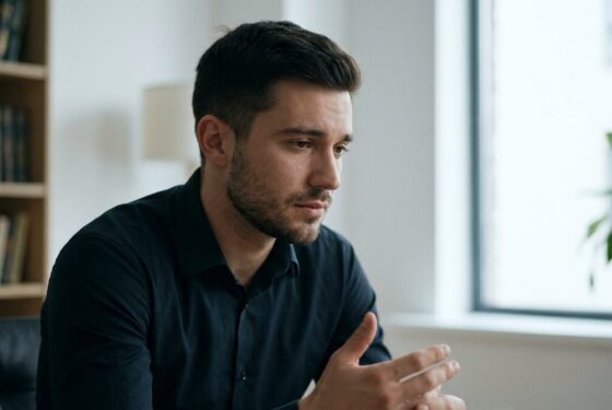 Młody mężczyzna po rozwodzie w domu