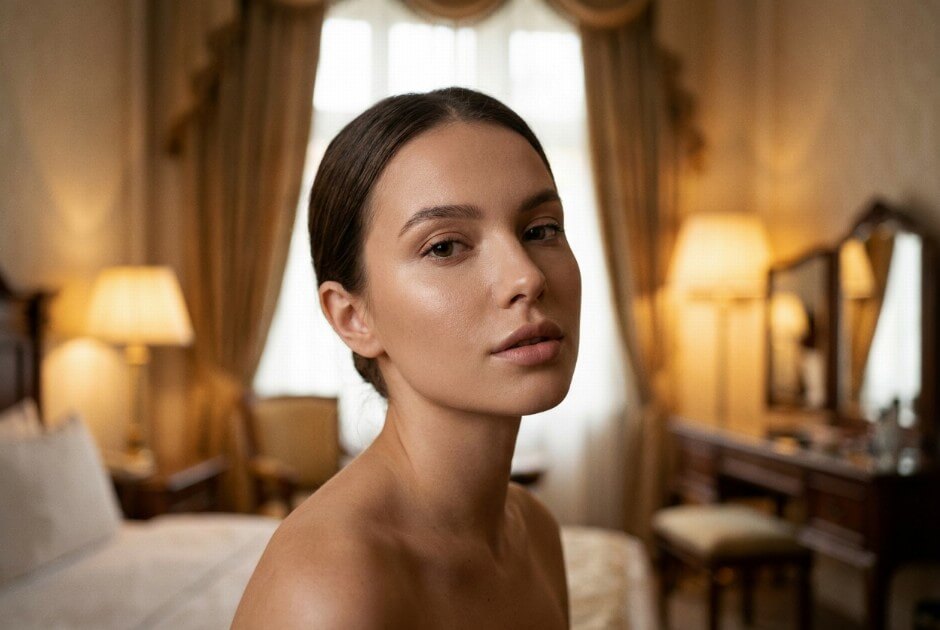 Kobieta w naturalnym makijażu no-makeup
