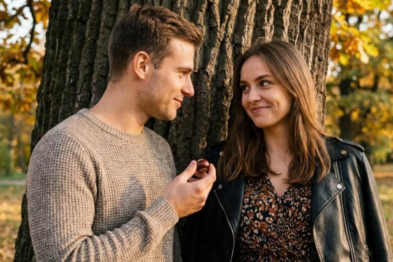 Młody mężczyzna flirtuje metodą na kasztana