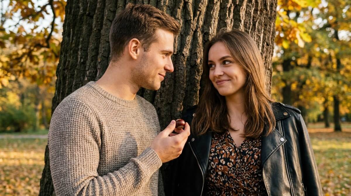 Młody mężczyzna flirtuje metodą na kasztana